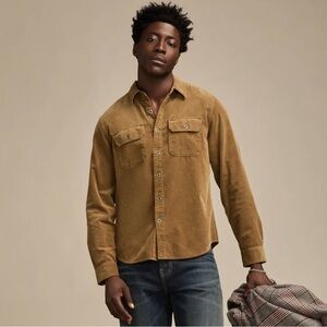 Lucky Brand Mens Corduroy Button Down Shirt Small 100% Cotton Tan Utility Fall